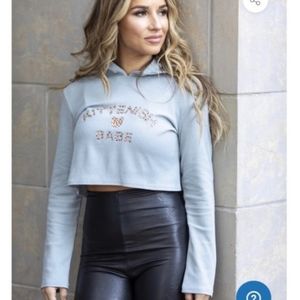 Powder blue Kittenish crop hoodie